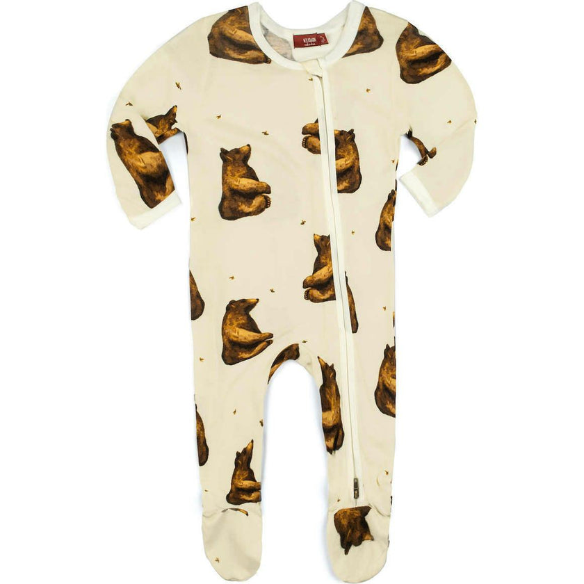 Honey Bamboo Zipper Footed Romper