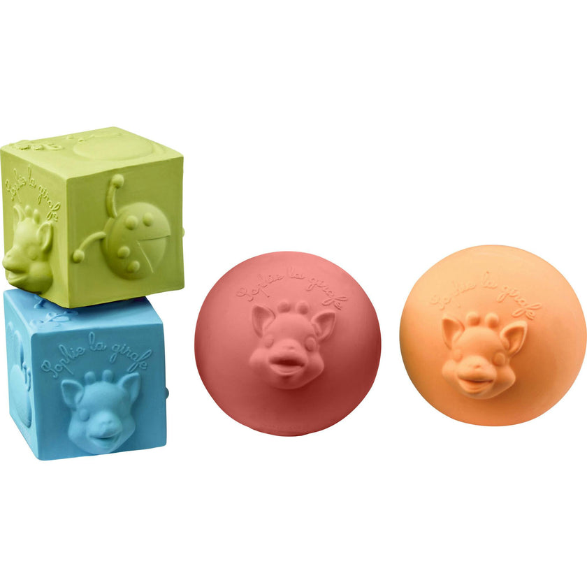 So’Pure Natural Rubber Cube & Ball Teether Set