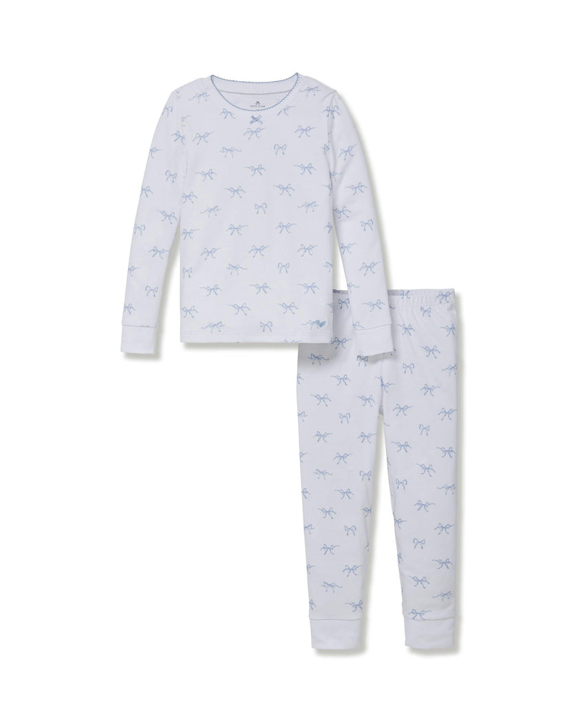 Kid's Pima Snug Fit Pajama Set in Something Blue Bows