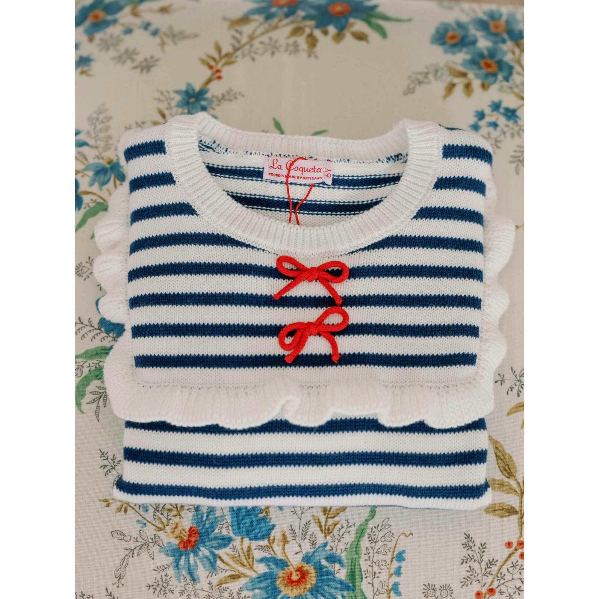 Navy Stripe Candela Cotton Girl Jumper