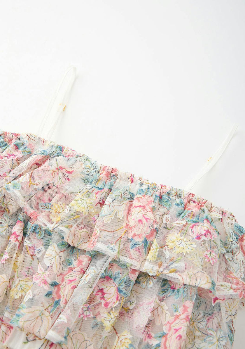 Reign Frill Embroidered Mini Dress