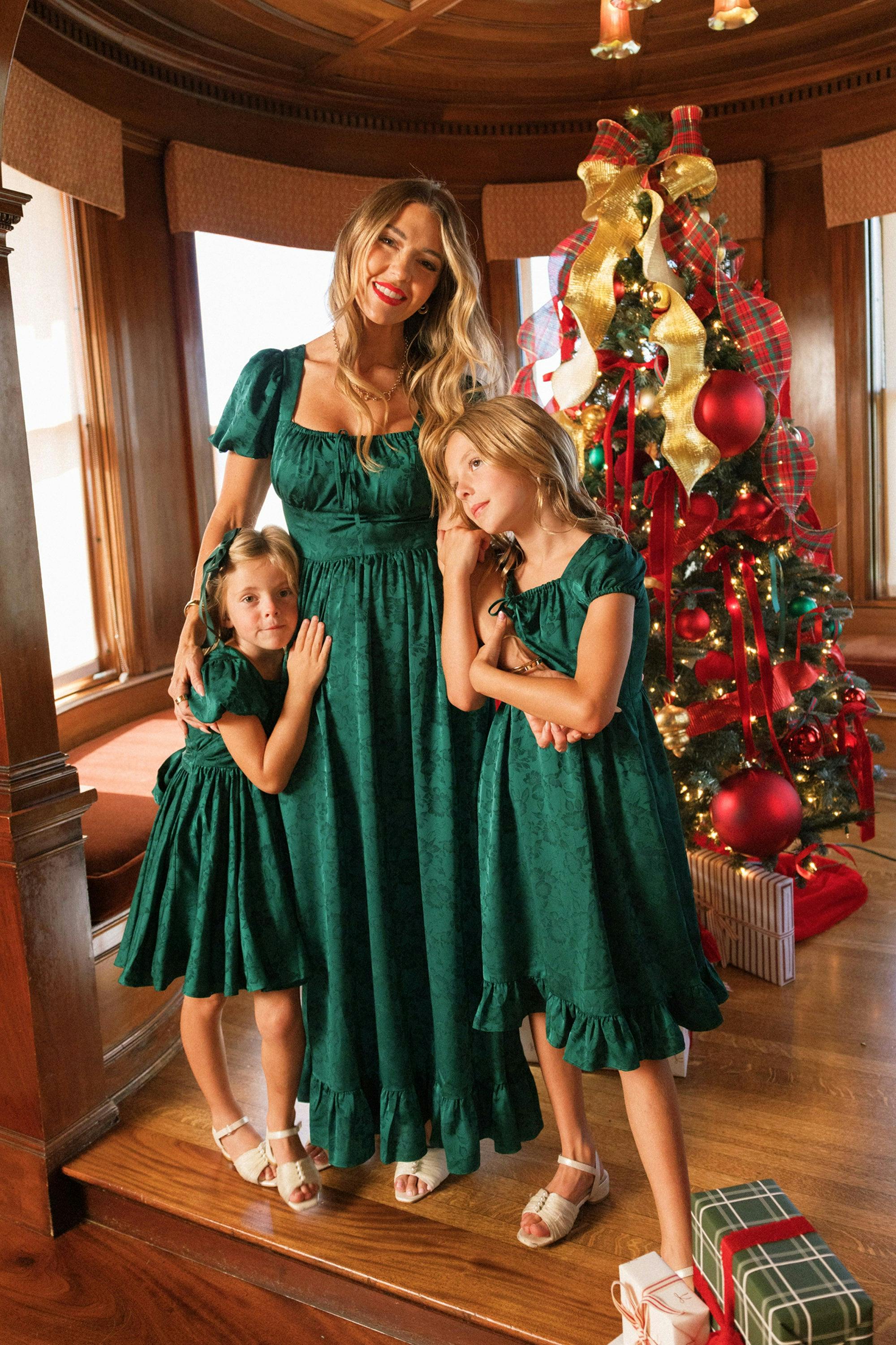 Amira Dress in Emerald Satin