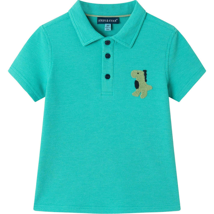 Kids Waffle Polo Set w/ Chest Crocher Patch