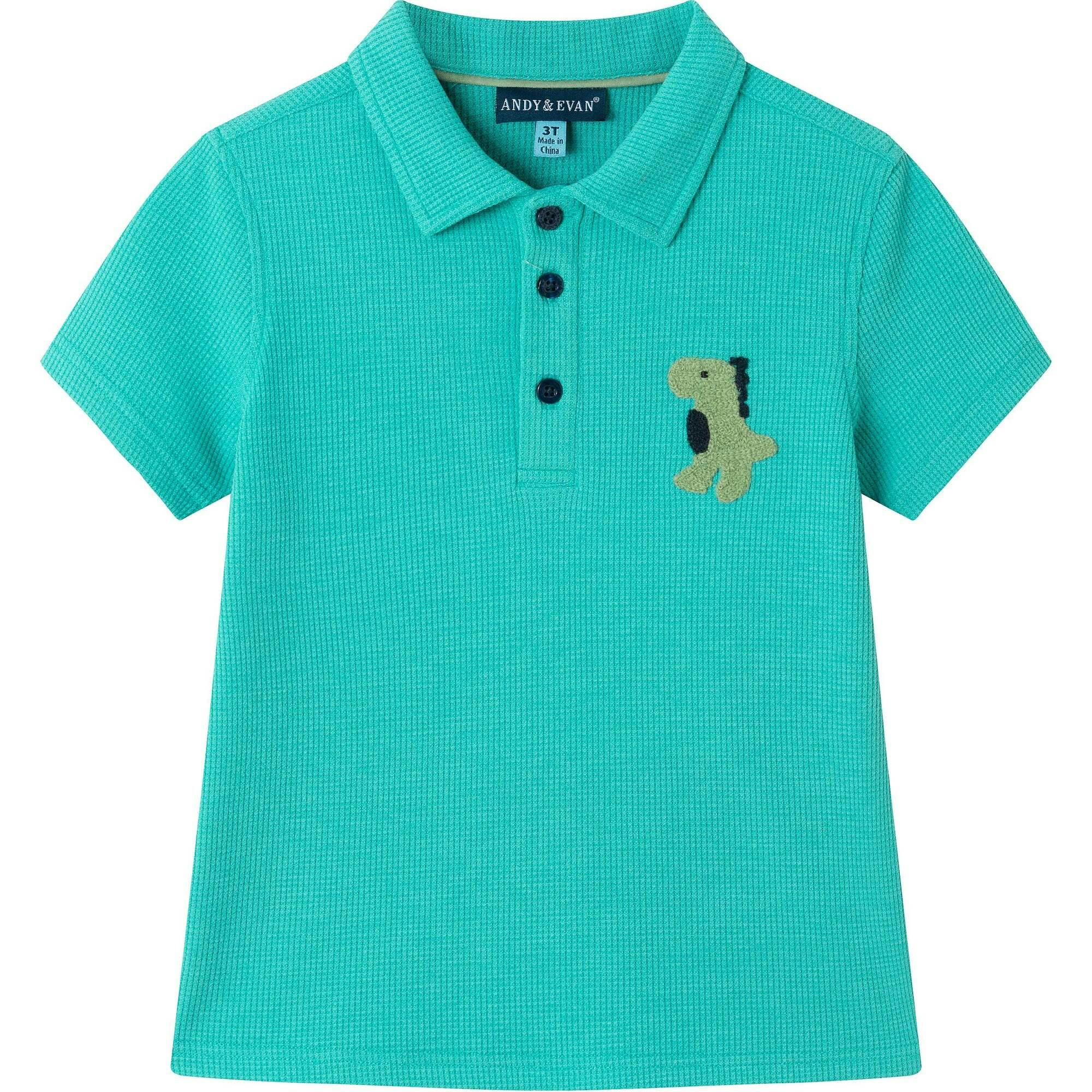 Kids Waffle Polo Set w/ Chest Crocher Patch