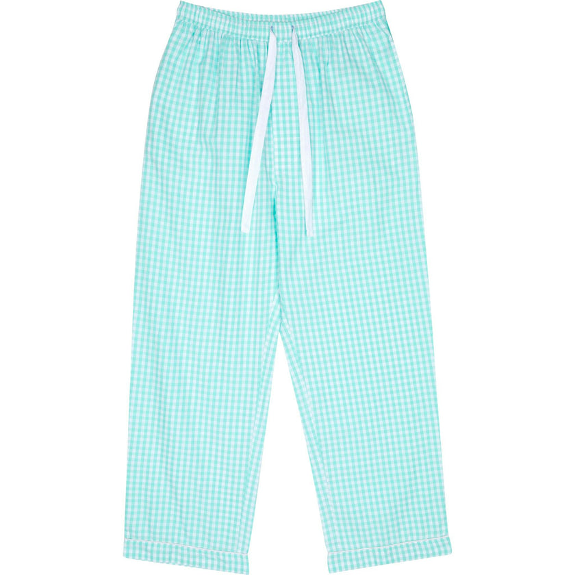 Men's Hepburn Gingham Mint PJ Pants - Organic Cotton Poplin