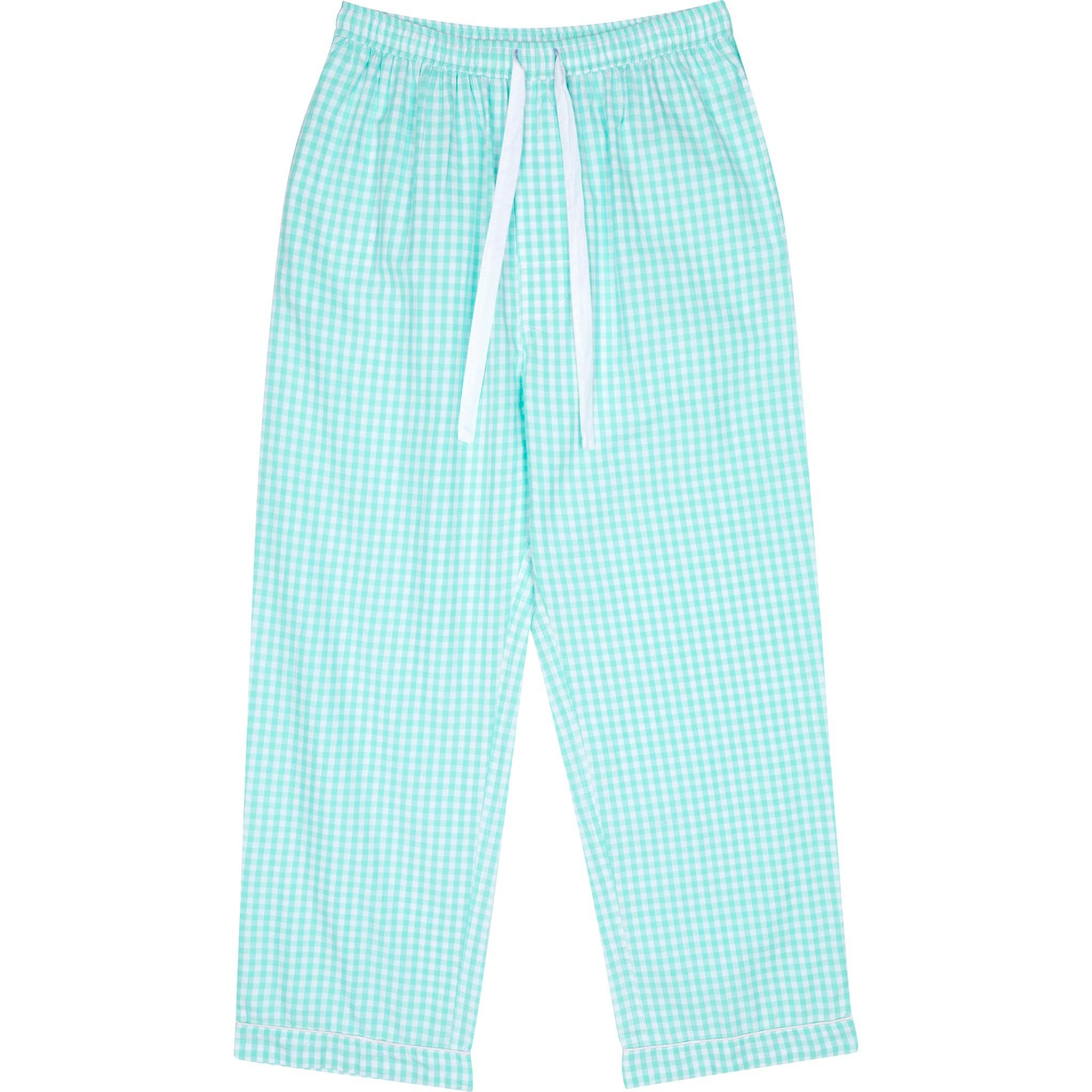 Men's Hepburn Gingham Mint PJ Pants - Organic Cotton Poplin