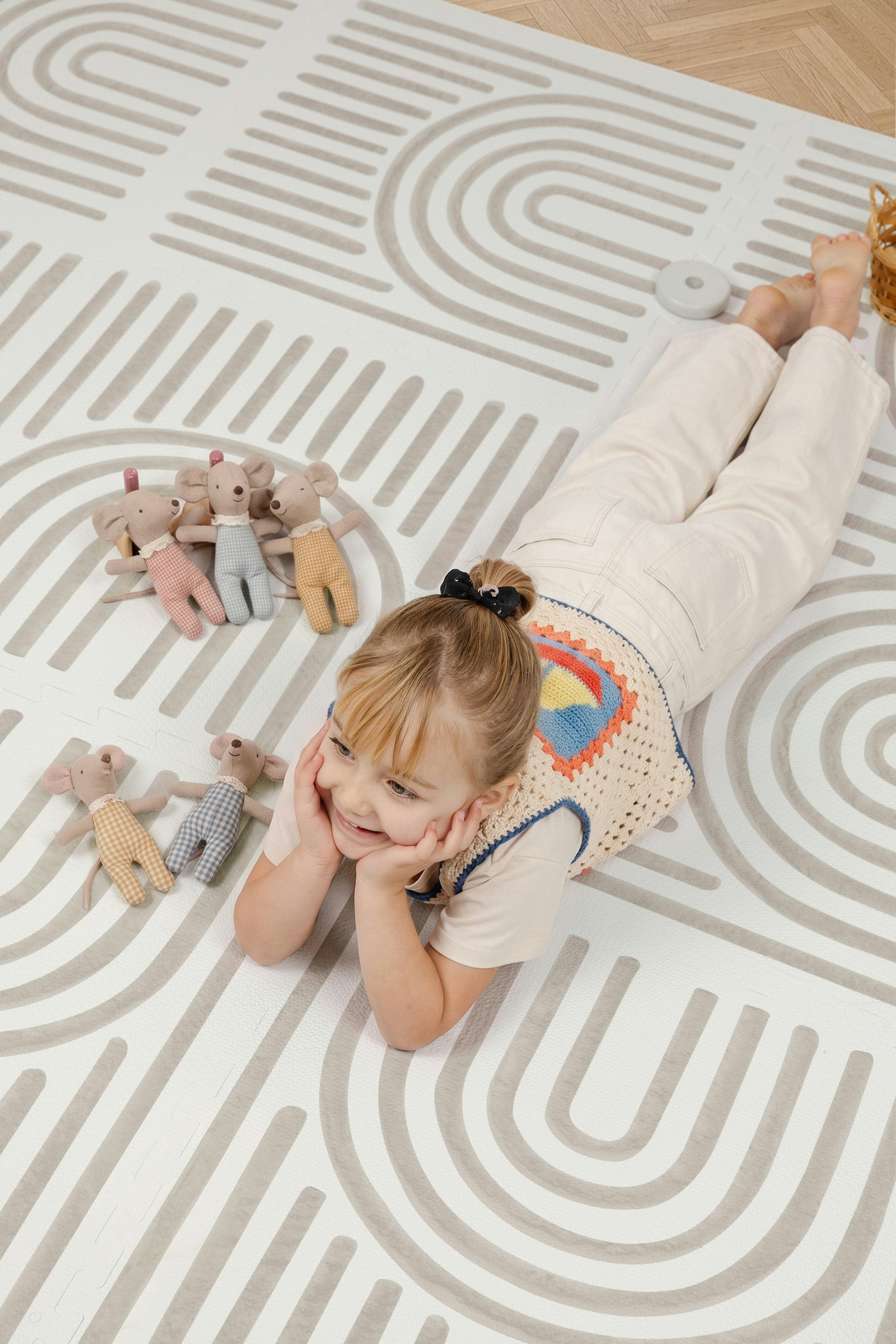 Premium Foam Haven Playmat | Linear, Putty | Toddlekind