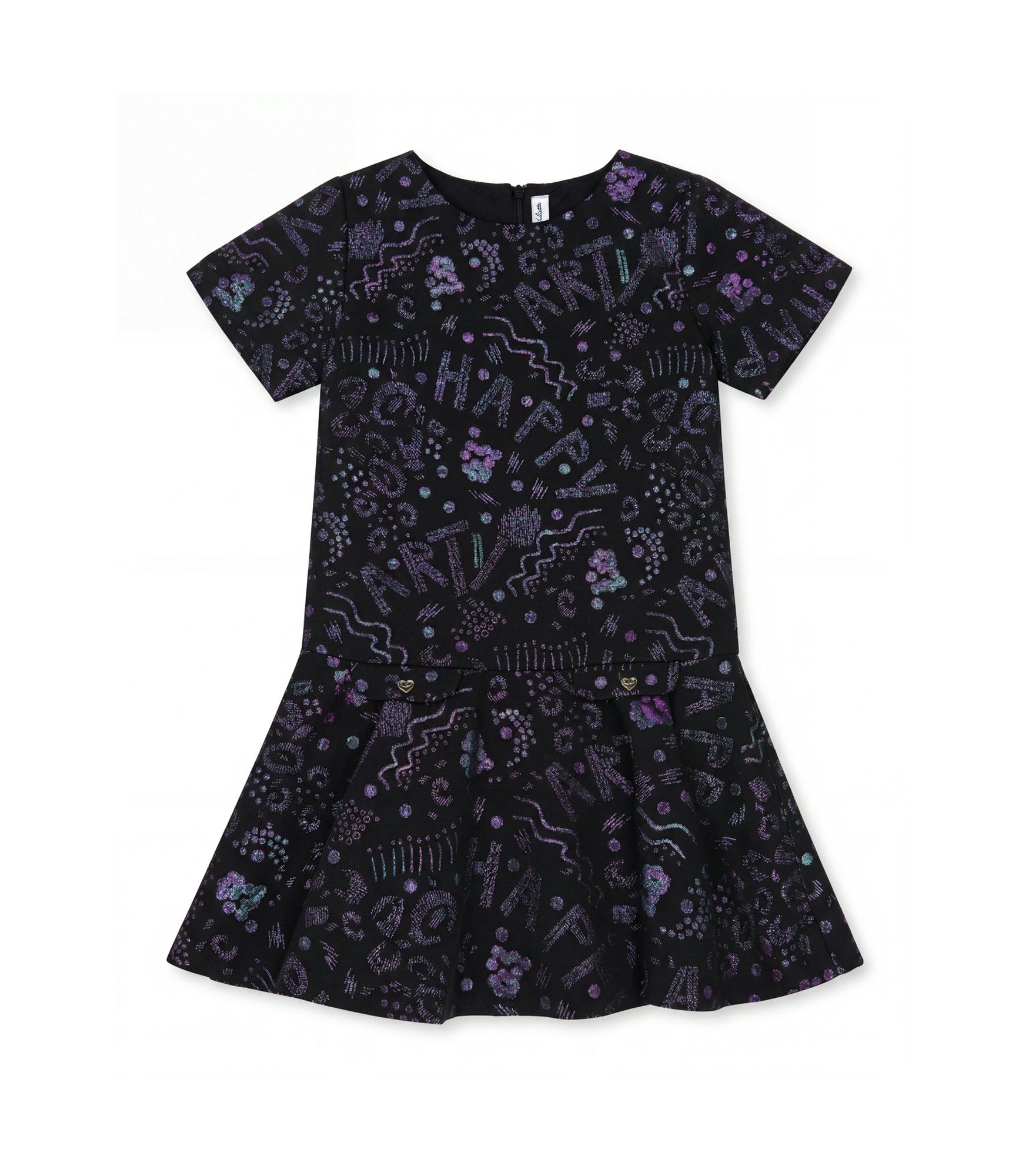Felixa Girl Dress, Black Art Shiny Jacquard