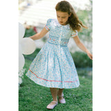 Riviera Blue Floral Short Sleeve Smocked Dress