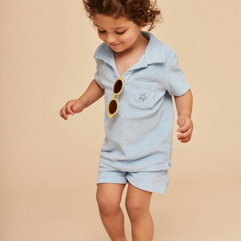 Terry Cotton Polo Shirt, Blue
