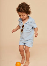 Terry Cotton Polo Shirt, Blue