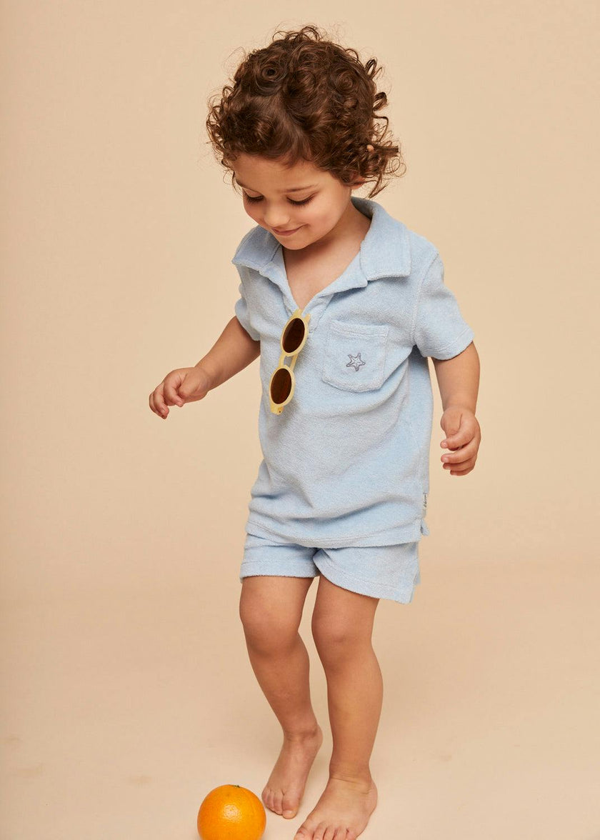 Terry Cotton Polo Shirt, Blue