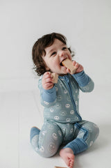 Baby Boy Long Sleeve Zip Romper in Heart Eyes