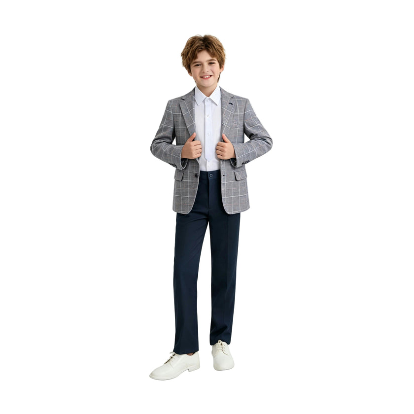 Blue Noah Plaid Blazer Suit Set with Shirt