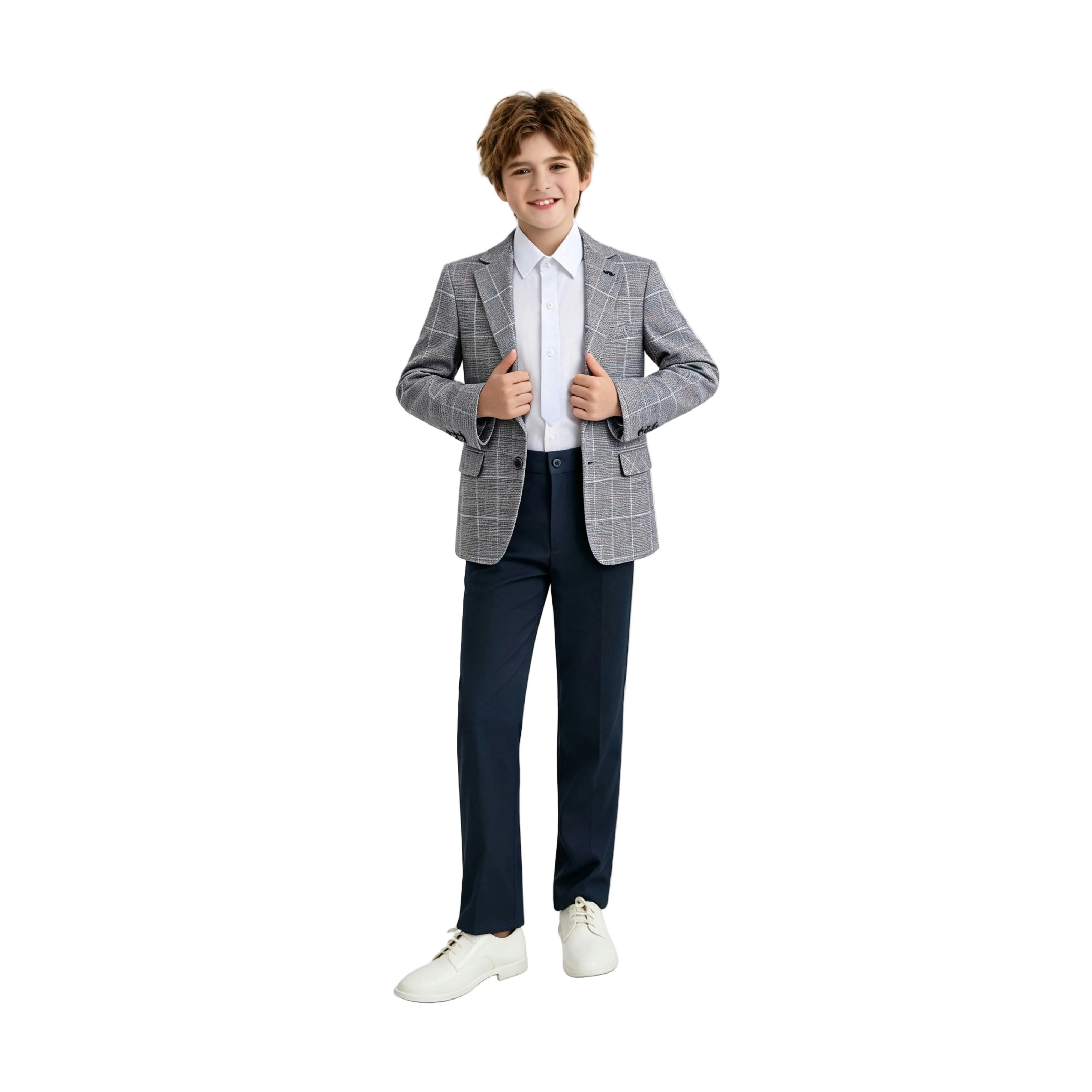 Blue Noah Plaid Blazer Suit Set with Shirt