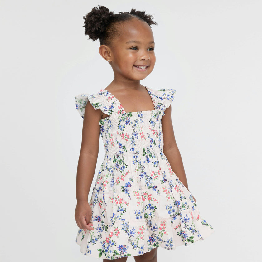The Baby Ellie Nap Dress - Pink Scallop Bow Chintz