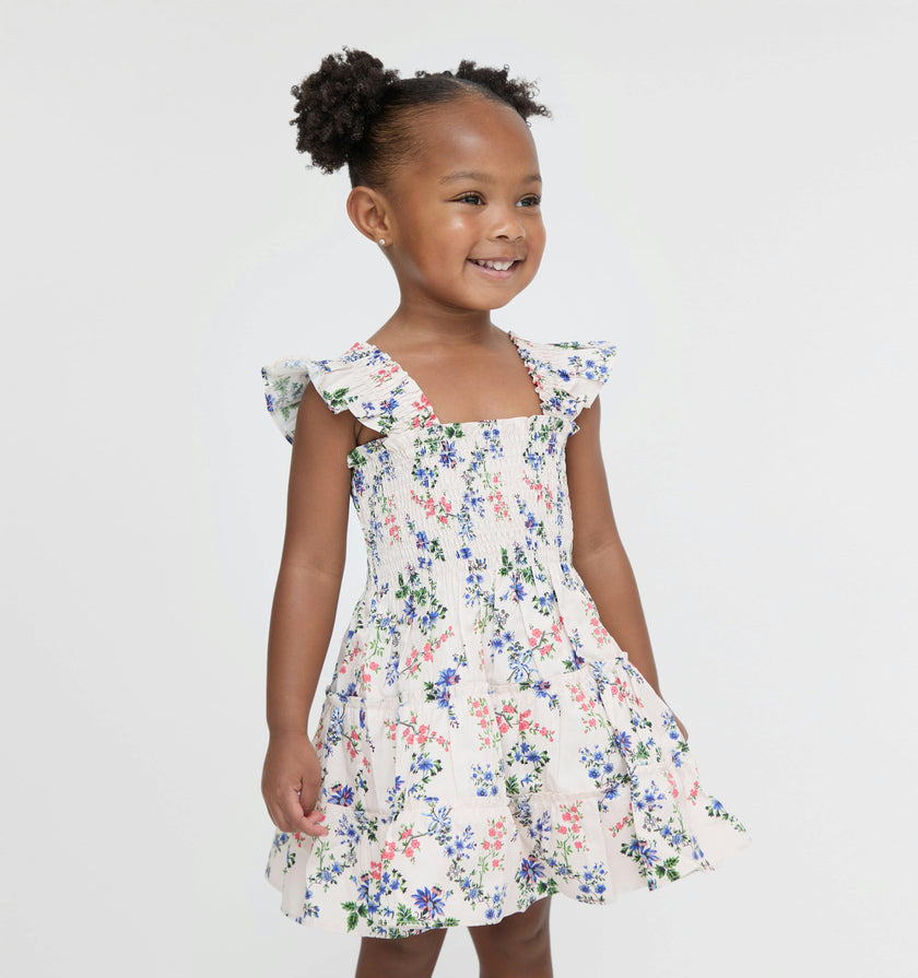 The Baby Ellie Nap Dress - Pink Scallop Bow Chintz