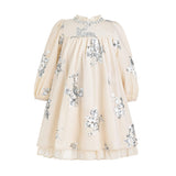 Cream Silver Floral Appliqué Dress