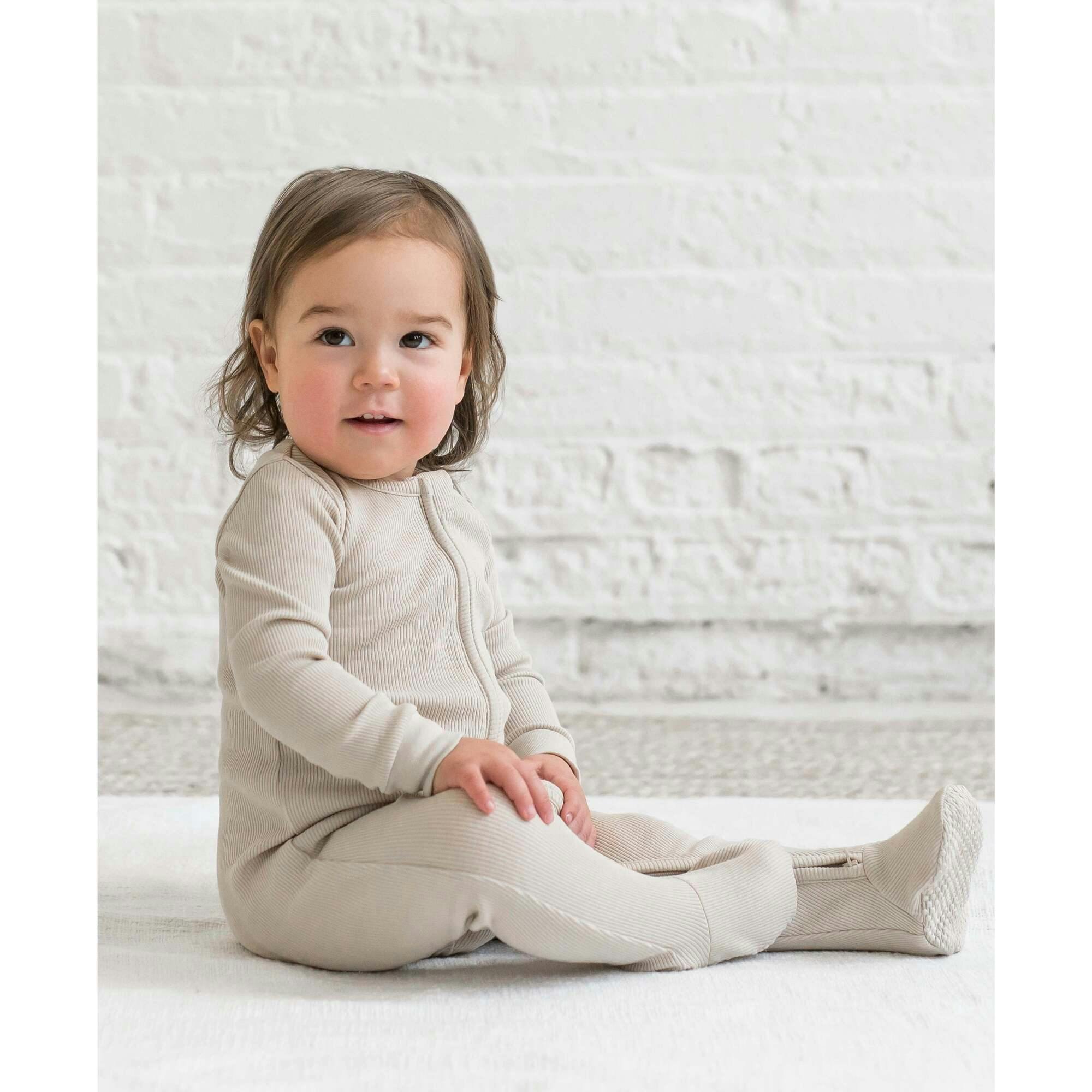 Kit Ribbed Zipper Sleeper Dario Stripe/Oat
