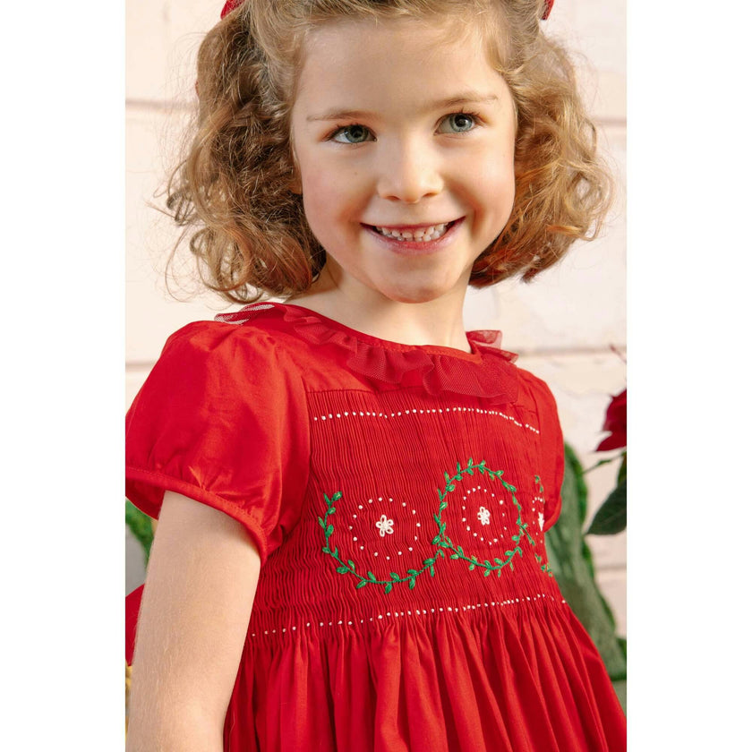 Sofia Red Smocked Dress