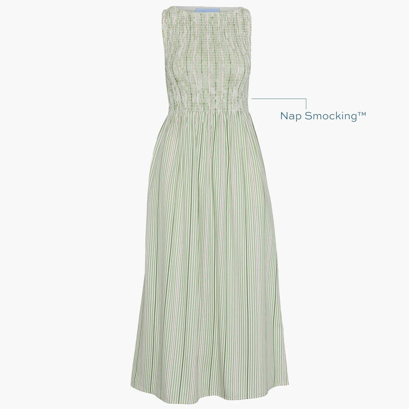 The Cosima Nap Dress - Green Jacquard Stripe