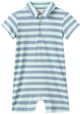 DRIFT CHAMBRAY/BLUE STRIPE Polo Romper