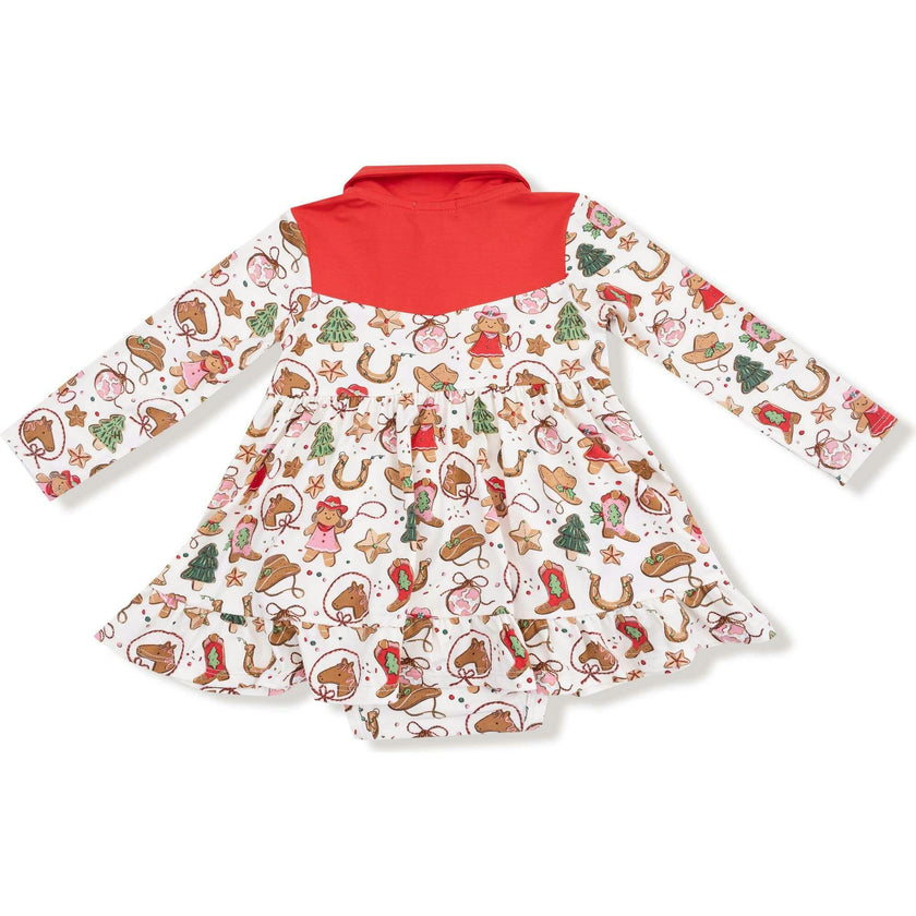 Cowgirl Christmas - Long Sleeve Cowgirl Bodysuit Dress