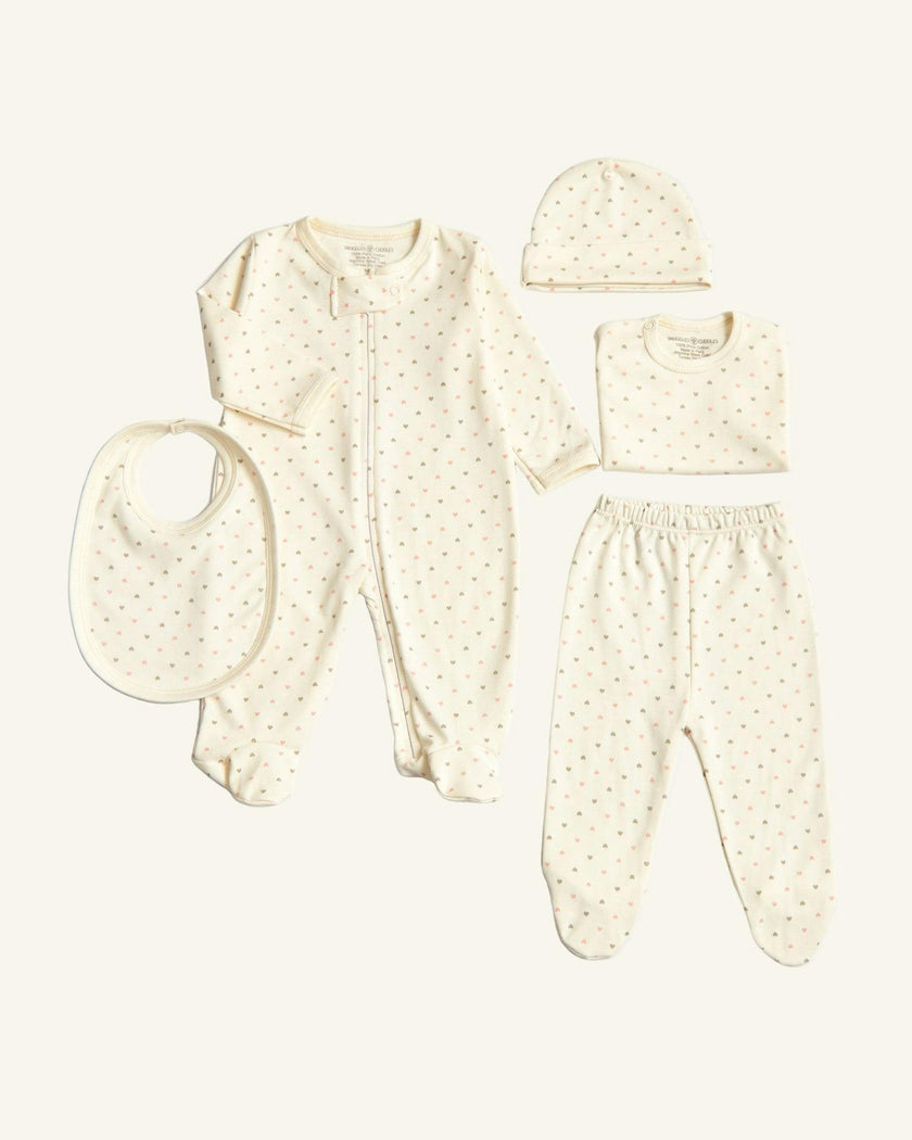Pima Cotton 5 -Piece Newborn Layette Set | Hypoallergenic Baby Gift Set
