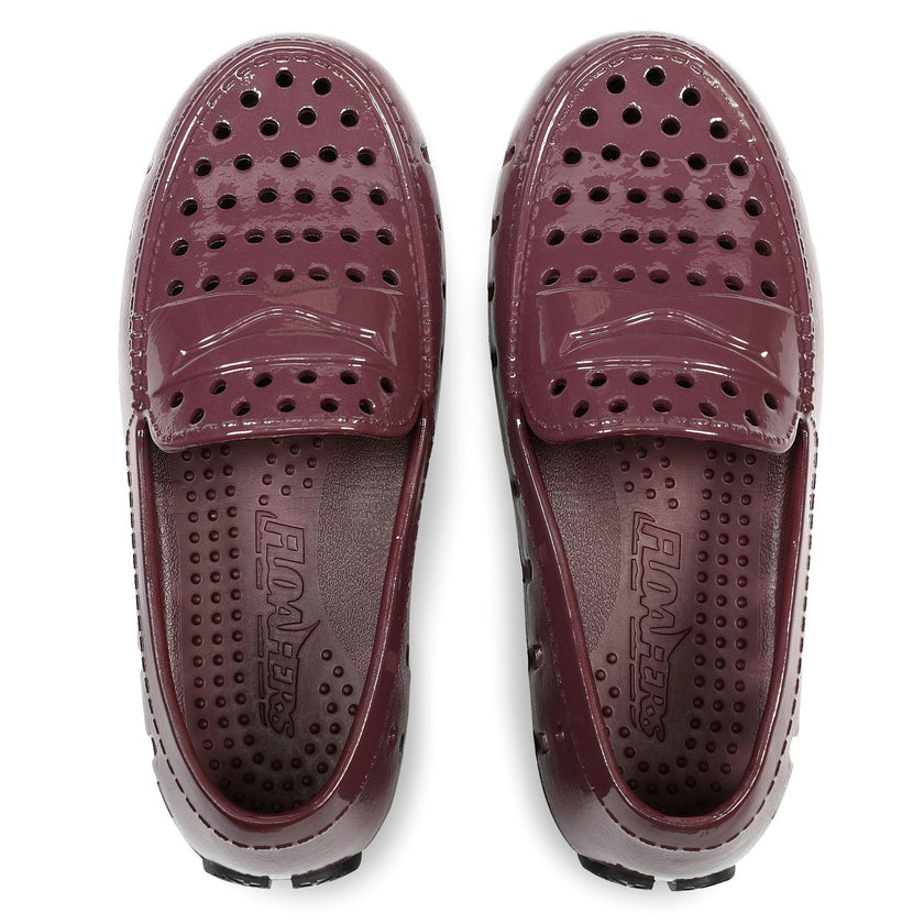 KIDS BURGUNDY PATENT/BLACK PRODIGY DRIVER