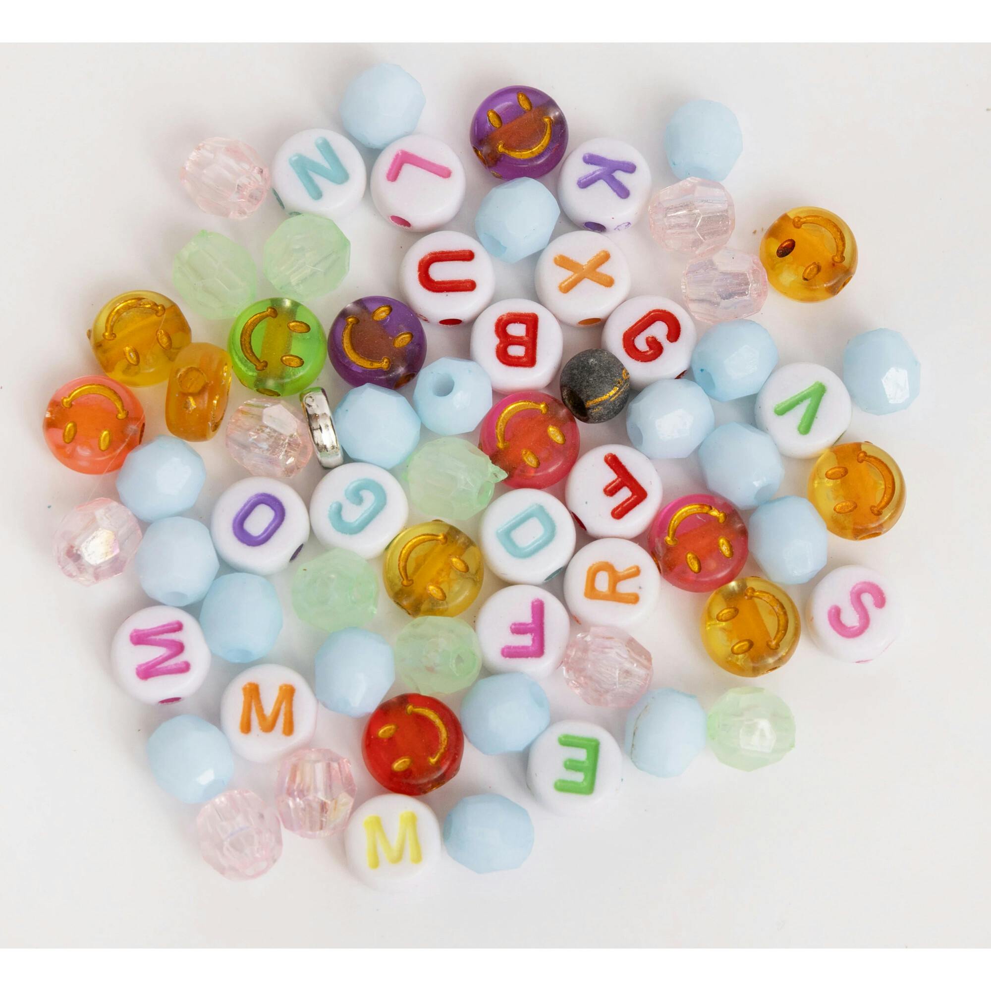 Multicolor Merry Christmas DIY Letter Bead Jar with Pink Christmas Tree Charm