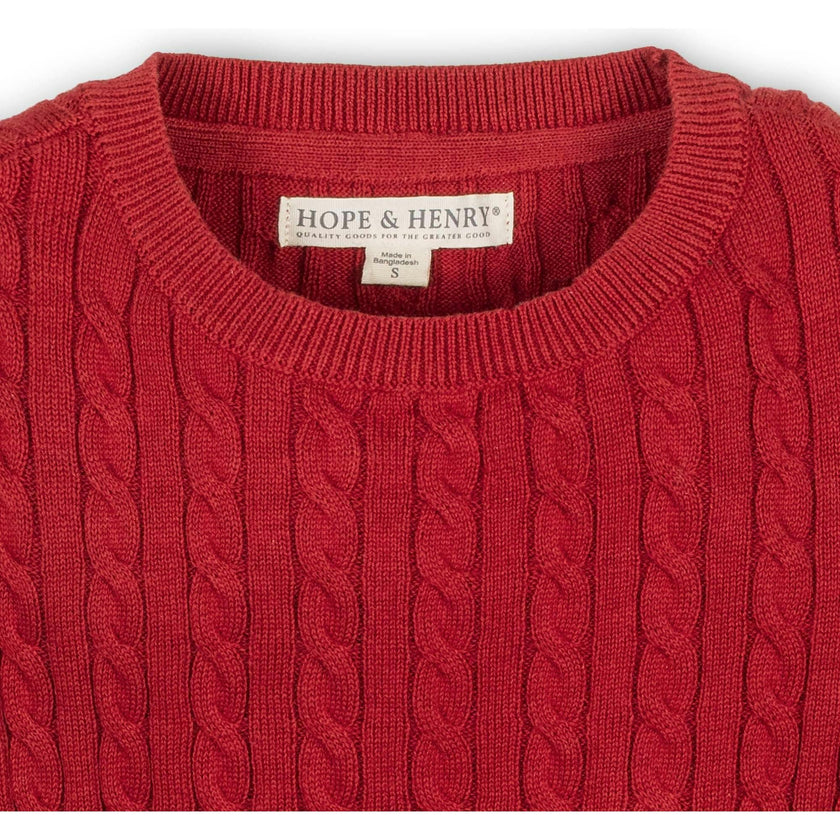 Baby Organic Long Puff Sleeve Sweater with Bow Detail, Red