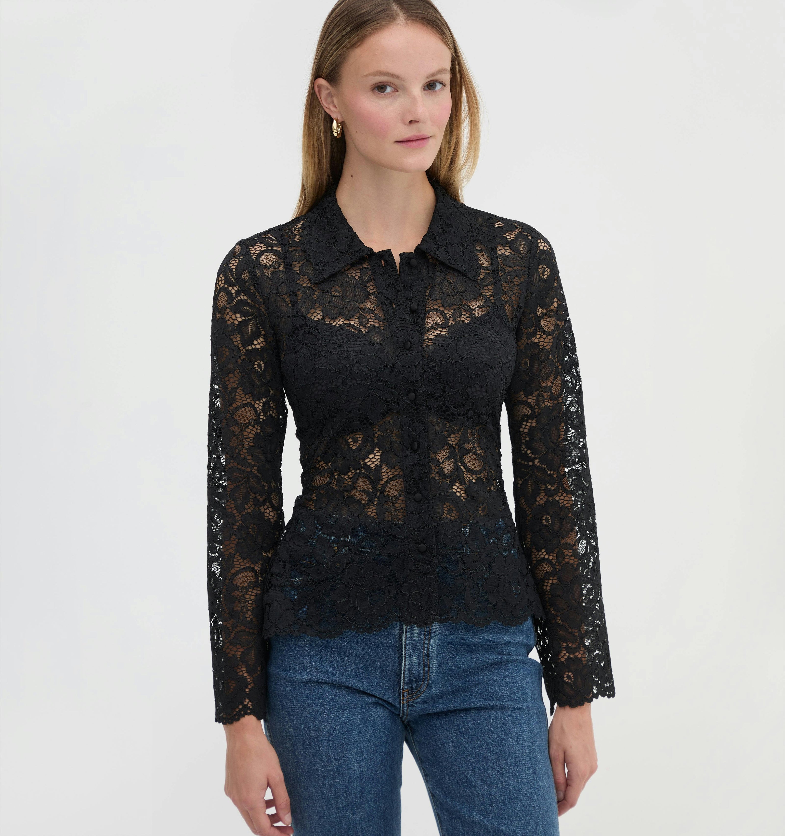 The Jules Top - Black Stretch Lace