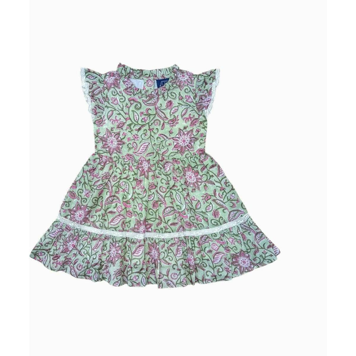 Block Print Bloom Ruffle Dress
