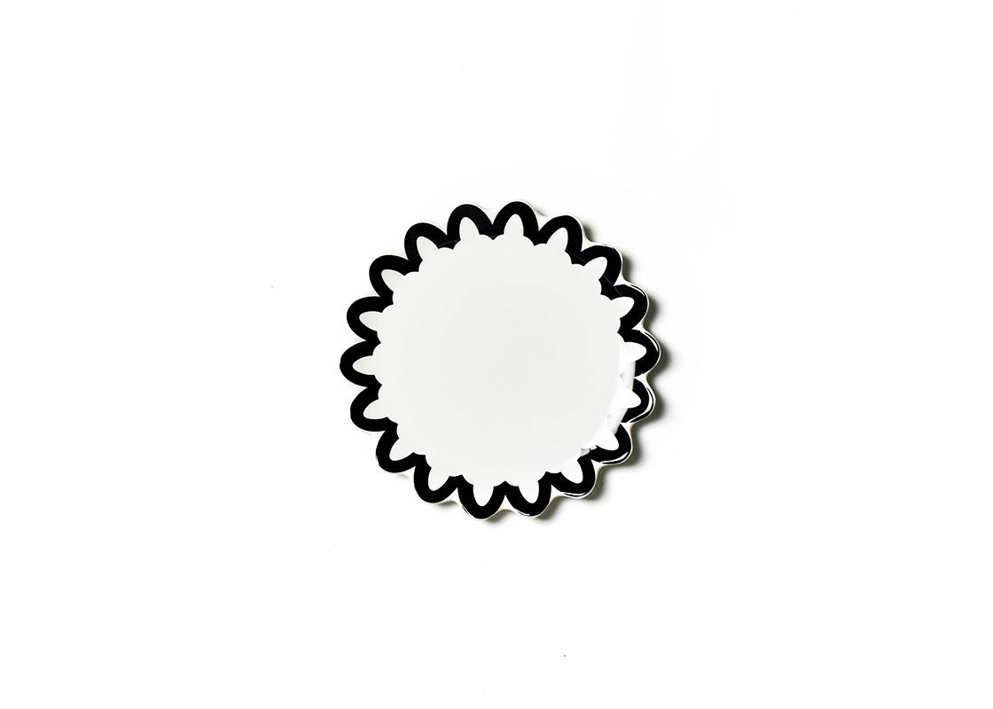 Black Arabesque Trim Scallop Salad Plate