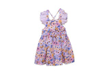 Ruffle Sleeve Dress in Purple Flowers