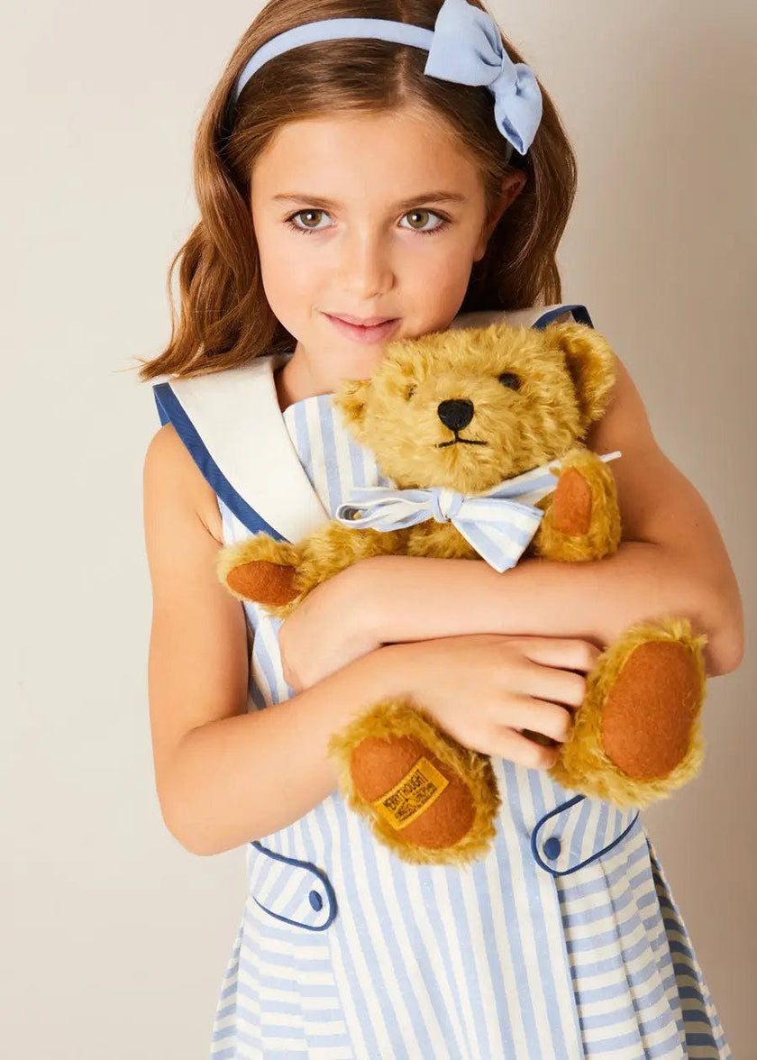 Regency Striped Mariner Collar Pleated Sleeveless Dress in Blue (12mths-10yrs)