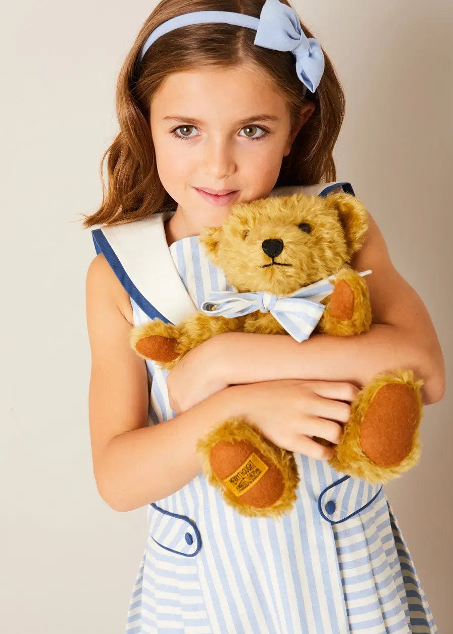 Regency Striped Mariner Collar Pleated Sleeveless Dress in Blue (12mths-10yrs)