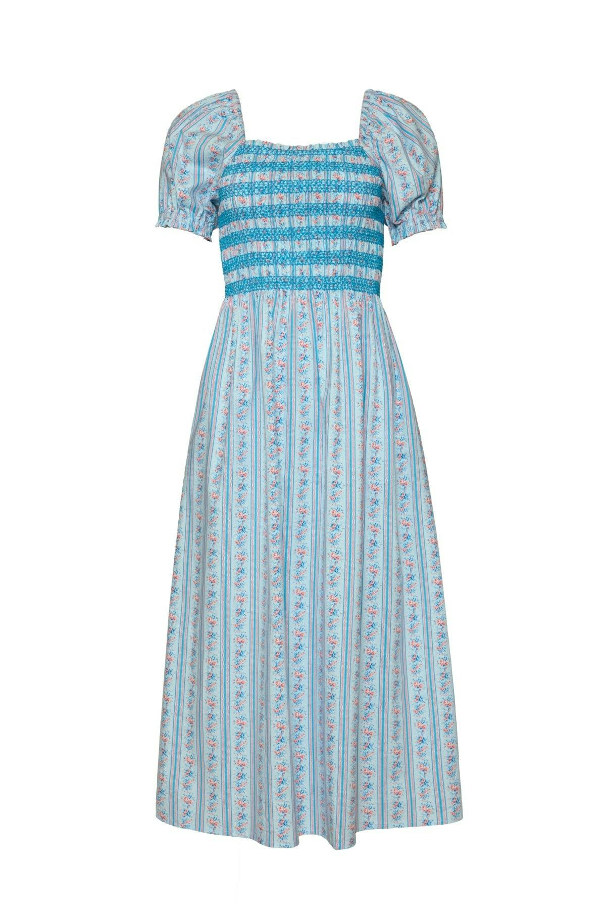 Sunday Best Dress in Rosette Linear Stripe