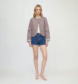 The Cropped Rowan Jacket - Chocolate Ditsy Thistle