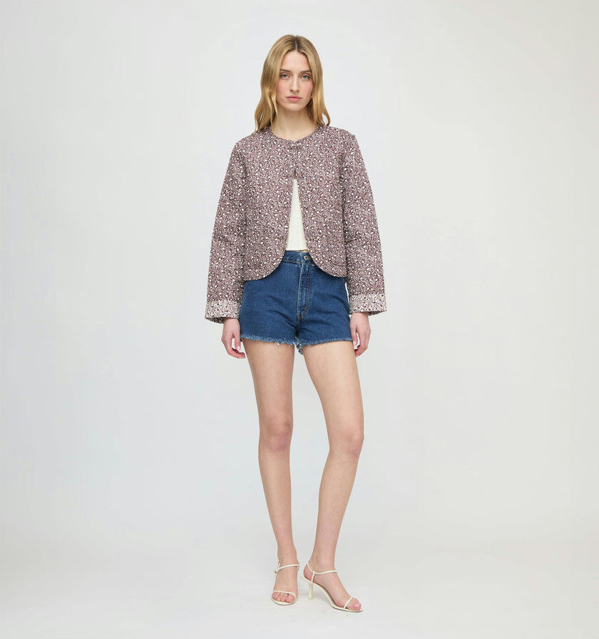 The Cropped Rowan Jacket - Chocolate Ditsy Thistle