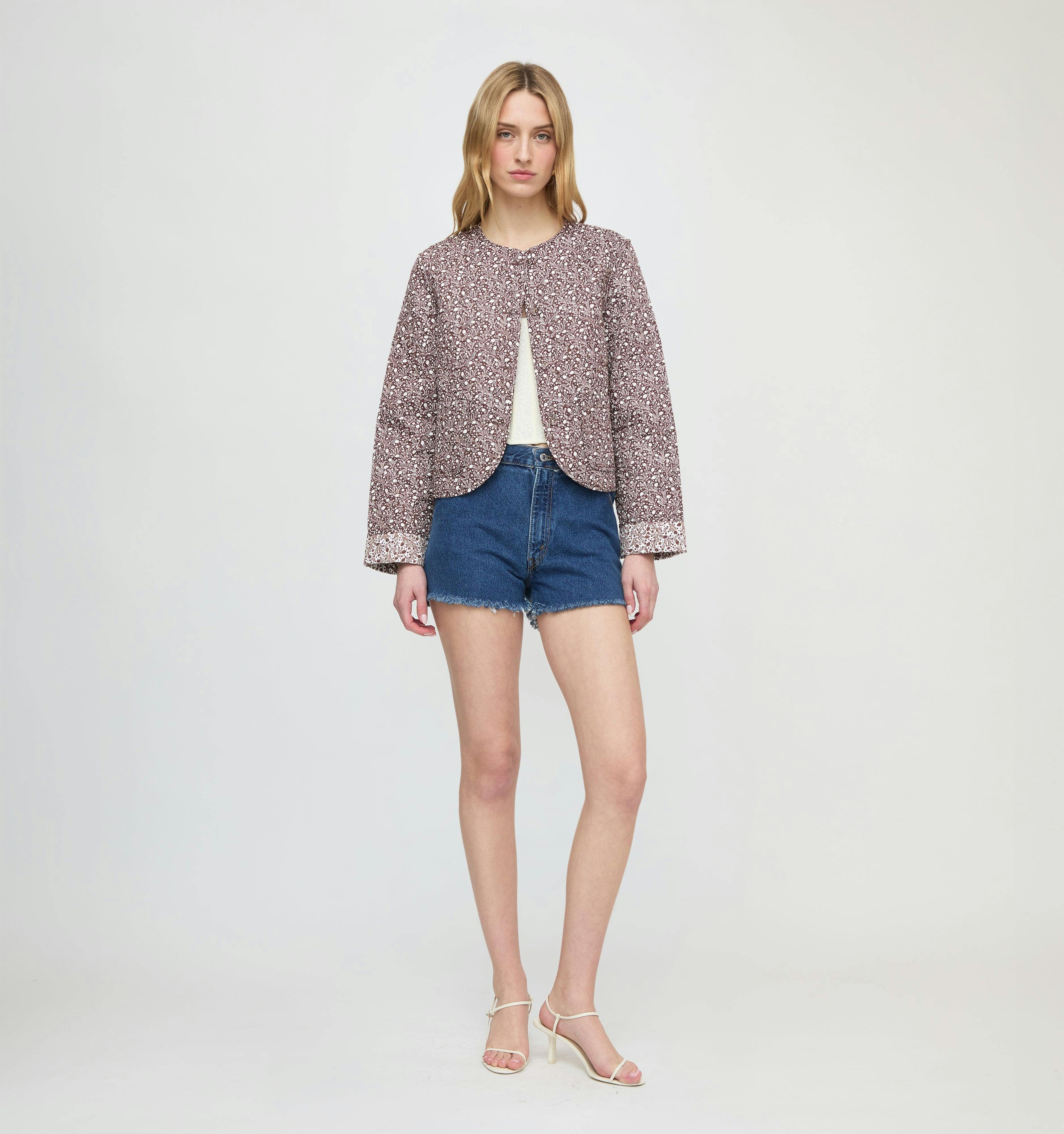 The Cropped Rowan Jacket - Chocolate Ditsy Thistle