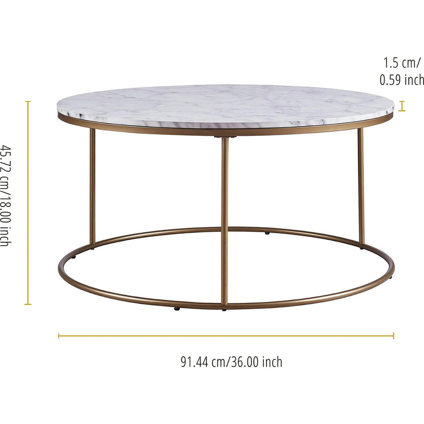 Marmo Modern Marble-Look Round Coffee Table