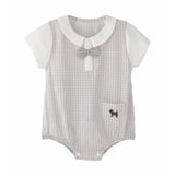 Gray Check Bow Romper