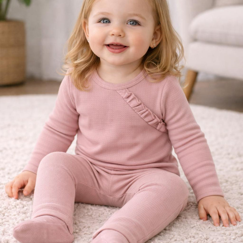 Girls Quilted Waffle 2-Piece Loungewear Set