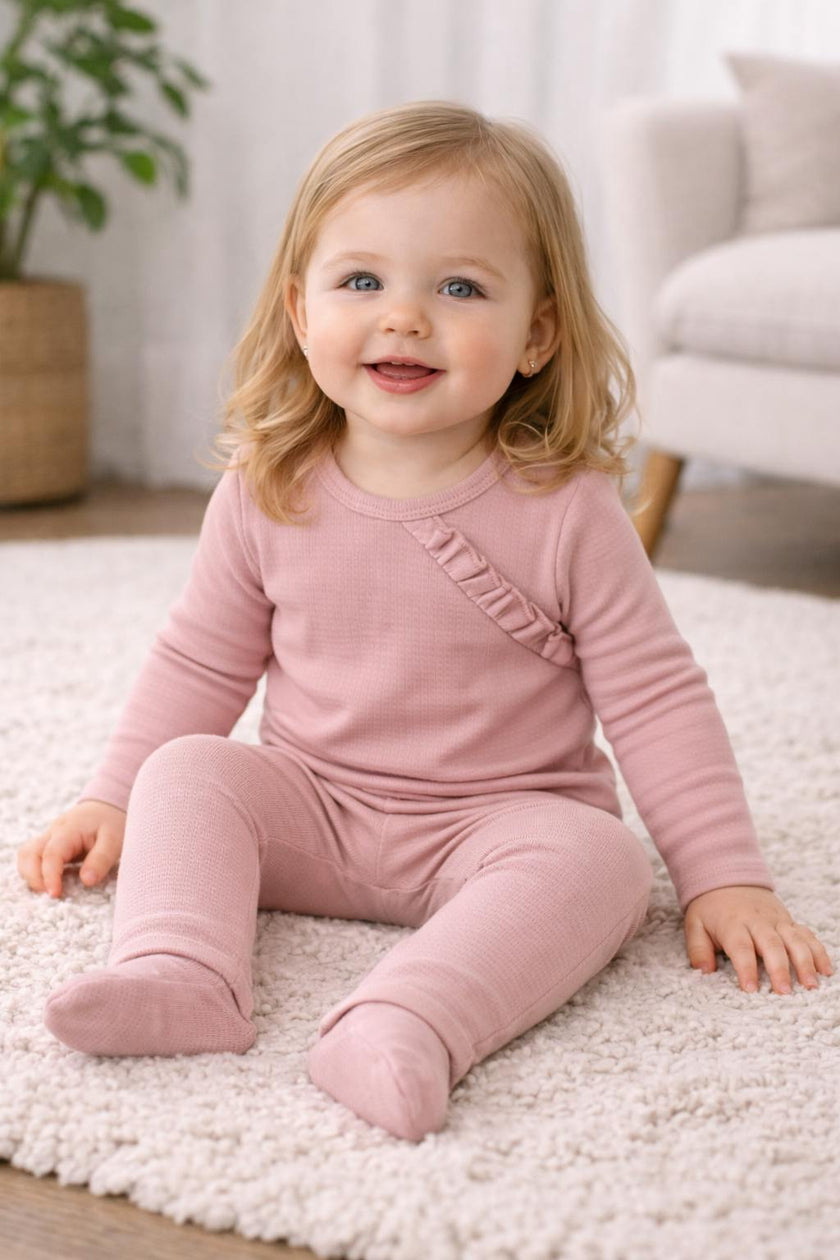 Girls Quilted Waffle 2-Piece Loungewear Set