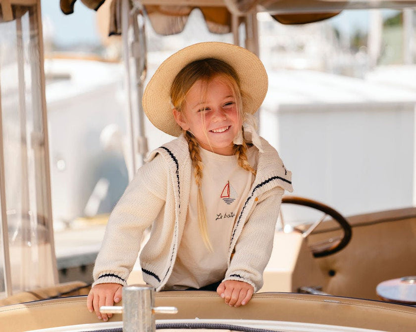 Sail Away Cardigan in Salt/Navy