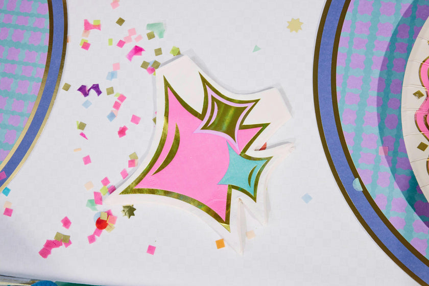 Packed Party Just Sparkle Die-Cut Dessert Napkins 20ct - Gold Foil Sparkle-Shaped 3-Ply Napkins for Birthdays and Celebrations