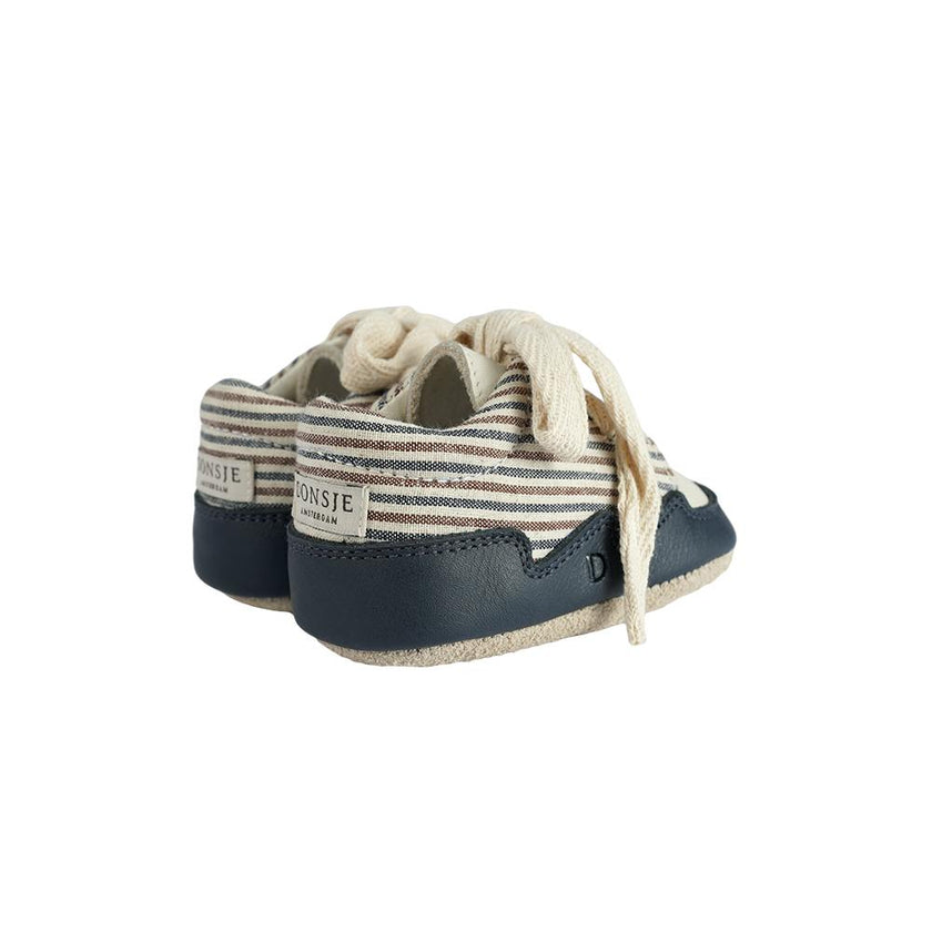 Pluksel Sneakers | Navy - Burgundy - Thin Striped