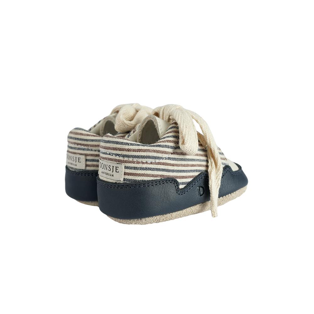 Pluksel Sneakers | Navy - Burgundy - Thin Striped