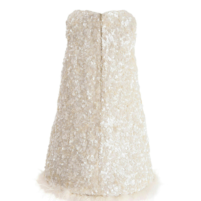 Ivory Sequin Feather Dress